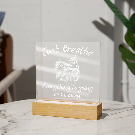 Home Decor Square Acrylic Plaque - Just Breathe